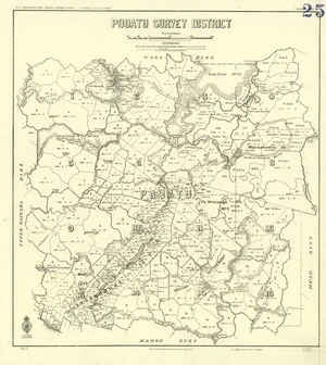 New Zealand. Department of Lands and Survey : Pouatu Survey District [map with ms annotations]. Third edition, 1 May 1950