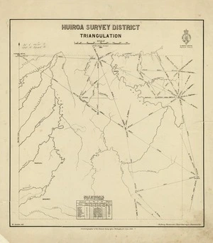 New Zealand. Department of Lands and Survey : Huiroa Survey District Triangulation [map with ms annotations]. June 1889