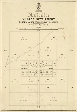 New Zealand. Department of Lands and Survey : Makaka Village Settlement - Block X Kaupokonui Survey District [map]. December 1883