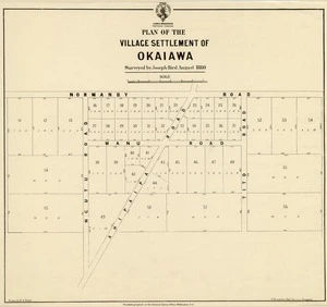 New Zealand. Department of Lands and Survey : Plan of the Village Settlement of Okaiawa [map]. August 1880