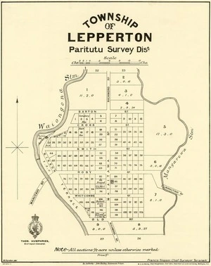 New Zealand. Department of Lands and Survey : Township of Lepperton - Paritutu Survey District [map]. 1906