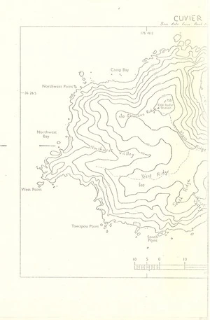 [New Zealand. Department of Lands and Survey] :Cuvier Island [copy of map with ms annotations]. [1967]