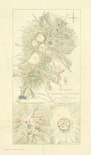 New Zealand. Department of Lands and Survey : Sketch topography of Ngauruhoe and Tongariro, showing tracks and suggested routes [map]. [ca 1920-1929]