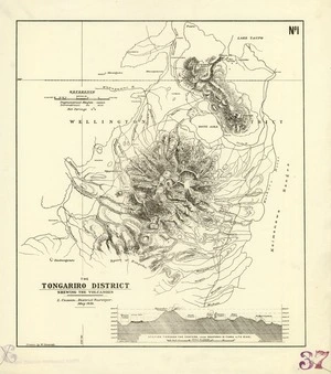 Creator unknown : The Tongariro District shewing the volcanoes [map]. 1891