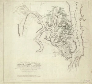 Preston, Thomas William, 1901?-1976 : Plan of Compass Traverse of Grave-Talbot Track - From Milford Sound to Lake Howden and of Cleddau River and tributaries, showing also exploration south-west of Milford Sound [ms map]. 1924