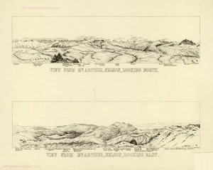 Browning, John Samuel, 1831-1909 : View from Mt Arthur, Nelson, Looking North. View from Mt Arthur, Nelson, Looking East [engraving, landscape]. [no date]