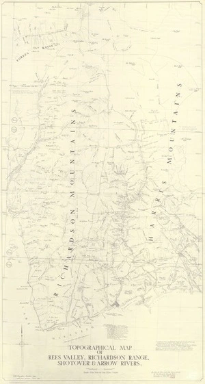 Creator unknown : Topographical Map of Rees Valley, Richardson Range, Shotover & Arrow Rivers [map with ms annotations]. 1957