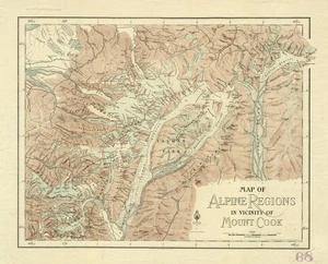 New Zealand. Department of Lands and Survey : Map of Alpine Regions in vicinity of Mount Cook [map with ms annotations]. 1934