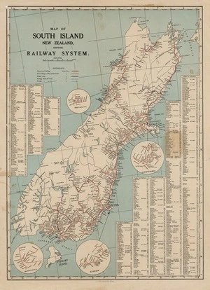 New Zealand. Government Printer : Map of South Island New Zealand showing railway system [map]. 1958