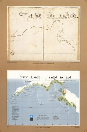 New Zealand. Department of Survey and Land Information : Staete Landt sailed to and discovered by the ships Heemskerck and Zeehaen under the command of the honourable Abel Tasman in the year 1642 [map]. 1992