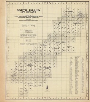 New Zealand. Department of Lands and Survey : South Island New Zealand - Index to topographical Series [map]. 1943