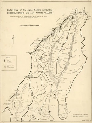 New Zealand Alpine Club : Sketch Map of the Alpine Regions surrounding Dobson, Hopkins and part Ahuriri Valleys [map]. 1957