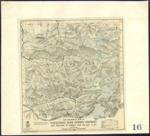 New Zealand Geological Survey : Topographical Map of Whitcombe Pass Survey District and portions of Poerua and Butler Survey Districts [map with ms annotations]. 1908