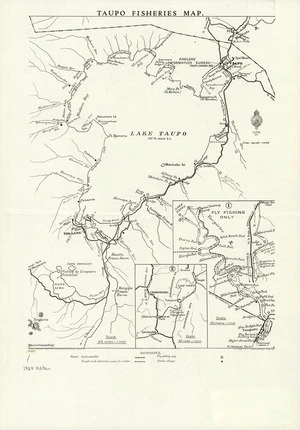 New Zealand. Department of Lands and Survey :Taupo Fisheries map. [facsimile]. 1929