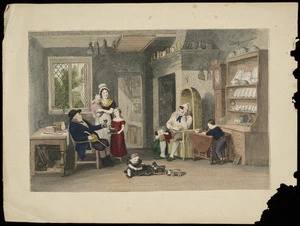 Artist unknown :[At home, a young man and his family entertain a genial gentleman. Between 1750 and 1800]