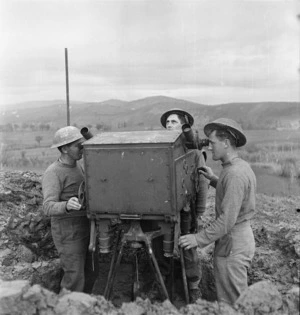 Soldiers operating a Bofors predictor attached to a New Zealand AA Post on the Italian Front, World War II