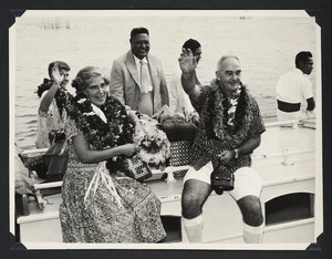Guy Powles, New Zealand High Commissioner for Samoa, his wife Eileen, and son Michael in Samoa - Photograph taken by Donald Ross
