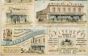 F W Niven & Co. :J H Shine, tailor; Wilkins & Field, ironmonger; Jas King, Watchmaker; J Fitchett, cartmaker [ca 1895]