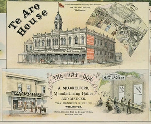 F W Niven & Co. :Te Aro House Millinery Dept; The Hat Box, A Shackelford [ca 1895]