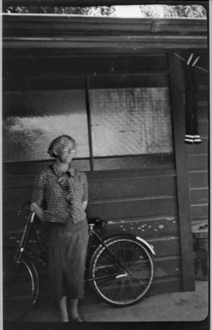 Helen Hare with bicycle