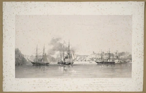 Brierly, Oswald Walter 1817-1894 :Reconnaissance of Abo, and engagement with gun-boats and batteries by H M S "Odin" "Gorgon" "Driver" & "Alban". London, Day & Son 1855