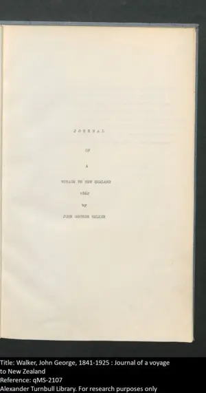 Walker, John George, 1841-1925 : Journal of a voyage to New Zealand