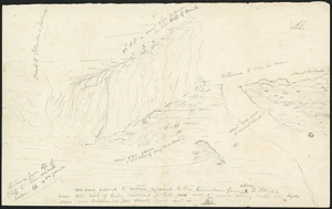 [McDonnell, Thomas, 1832?-1899] :[Sketch map of military action near Little Waihi, Bay of Plenty, April 1864] [ms map]