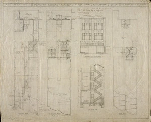 Martin, Cyril Alphonsus, fl 1920s-1930s :Proposed building, Manners Street, for Messrs. G H Thornton & Co Ltd. 6 July 1928. Ground plan. 1st & 2nd floor plan. Manners St elevation. Section. Roof plan.