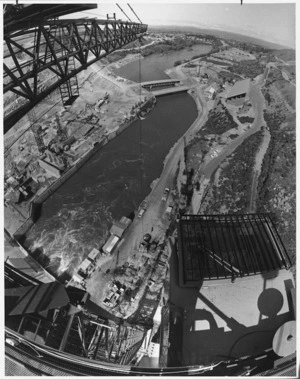 View of Clyde Dam site from the top of a crane - Photograph taken by David Wethey