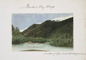 Welch, Joseph Sandell, 1841-1918 :Martins Bay, Otago. Junction of Pykes Creek with Hollyford River. [February, 1870]