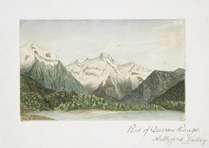 Welch, Joseph Sandell, 1841-1918 :Martins Bay, Otago. Part of Darran Range, Hollyford Valley. [February, 1870]