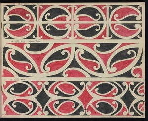 Godber, Albert Percy, 1876-1949 :[Drawings of Maori rafter patterns]. 13. 7W. MA7. From Tuhoe; 14. 9W. MA9. From Tuhoe; and, 15. 31W. [1939-1947].