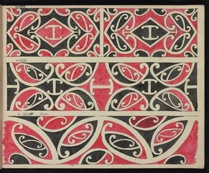 Godber, Albert Percy, 1876-1949 :[Drawings of Maori rafter patterns]. 29. W32; 30. W35; and 31. 18W.MA18. "Koiro". [1939-1947].