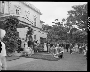Queen Elizabeth II, and the Duke of Edinburgh, during Christmas, Government House, Auckland - Photograph taken by Edward Percival Christensen