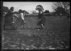 Auckland and Greymouth players taking part in a national hockey tournament in Nelson