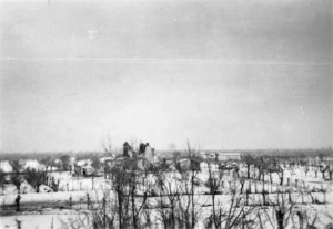 A M Miller, fl 1944 (Photographer) : 26th Battalion winter line under snow, on the outskirts of Faenza,