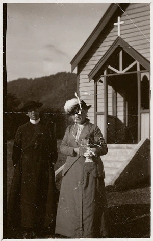 Reverend James Edwin Jones and Mrs H R Elder, Waikanae, New Zealand