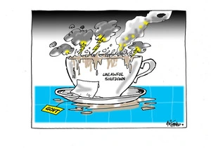 "Unlawful shutdown" as a cup of tea being struck by lightening