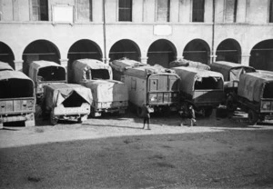 James G Brown, fl 1945 (Photographer) : Transport park of 4 NZMDS, Faenza, Italy