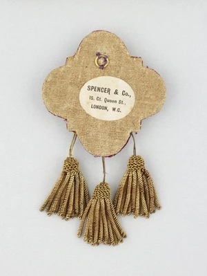 Spencer & Co :President [Women's Social and Political League badge belonging to Louisa Jane Seddon]. London [1890s? Reverse]