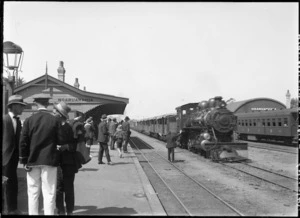 Steam train arriving at Ngaruawahia Railway Station