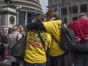 Installation of shoes to raise awareness for International Suicide Prevention Day, Parliament, Pipitea, Wellington