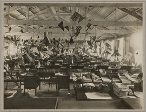 Maybury, Horace R, fl 1907-1943 : History Branch Base Records decorated by girl clerks for the Armistice rejoicings