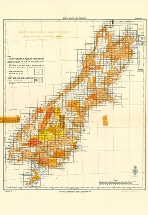 Index to areas covered by aerial photographs. South Island New Zealand / drawn by W.G. Harding.