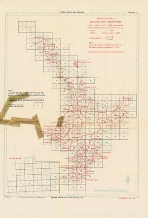 Index to N.Z.M.S. 15 cadastral maps-county series. North Island New Zealand / drawn by W.G. Harding.