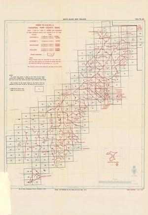 Index to N.Z.M.S. 15 cadastral maps-county series. South Island New Zealand / drawn by W.G. Harding.