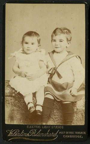 Blanchard, Valentine fl 1870s : Portrait of 2 unidentified children
