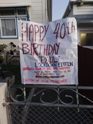 Digital photograph of 40th birthday message, Newtown