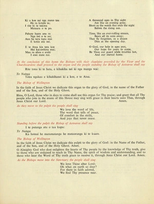 Service of thanksgiving and benediction for the centenary and restoration of Rangiatea, 1848-1948. Otaki, at 11 a.m. on Saturday, 18 March 1950. Order of service. Page 4.