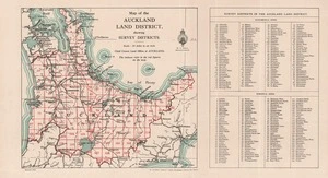 Map of the Auckland Land District showing survey districts.